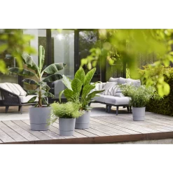 Bloempot Elho Greensense Aqua Care Rond - D43 X H34cm - Licht Beton -Huisdecoratie bloempot elho greensense aqua care rond d43 x h34cm licht beton bloempot 5 1