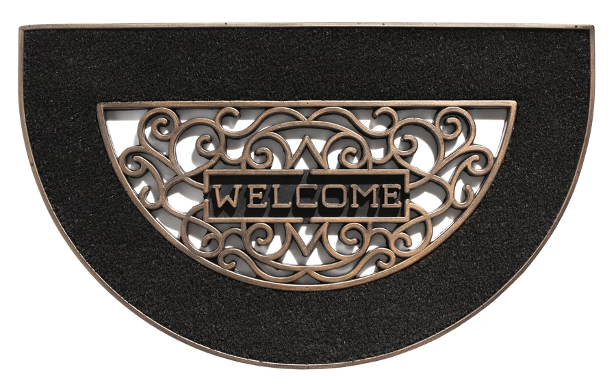 HAMAT Buitenmat Mathara Halfrond - 70x45cm - Naturel/Zwart - Deurmat