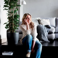 Bloempot Elho Brussels Rond 47cm - Met Wielen - Antraciet -Huisdecoratie elho brussels rond wielen 47 grijs bloempot 6 6