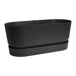 Bloembak Elho Greenville Terrace 80cm - Met Wielen - Living Black -Huisdecoratie greenville terrace trough 80cm wheels plantenbak living black 3 9