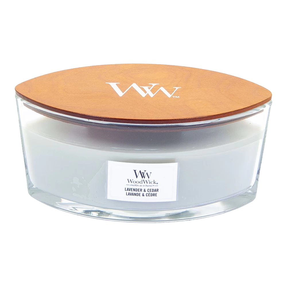 Woodwick Lavender & Cedar Ellipse Candle - Geurkaars 3 Woodwick Lavender & Cedar Ellipse Candle - Geurkaars