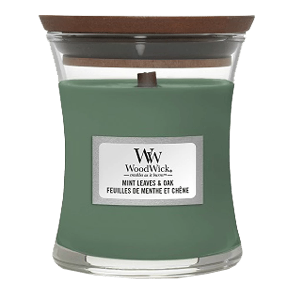 Woodwick Mint Leaves & Oak Mini Candle - Geurkaars 3 Woodwick Mint Leaves & Oak Mini Candle - Geurkaars