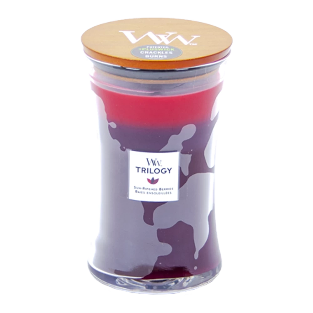 Woodwick Trilogy Sun Ripened Berries Large Candle - Geurkaars 3 Woodwick Trilogy Sun Ripened Berries Large Candle - Geurkaars