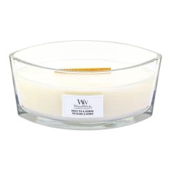 Woodwick White Tea & Jasmine Ellipse Candle - Geurkaars -Huisdecoratie woodwick white tea jasmine l candle geurskaars 2 4