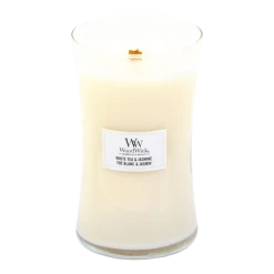 Woodwick White Tea & Jasmine Large Candle - Geurkaars -Huisdecoratie woodwick white tea jasmine xl candle geurskaars 2 4